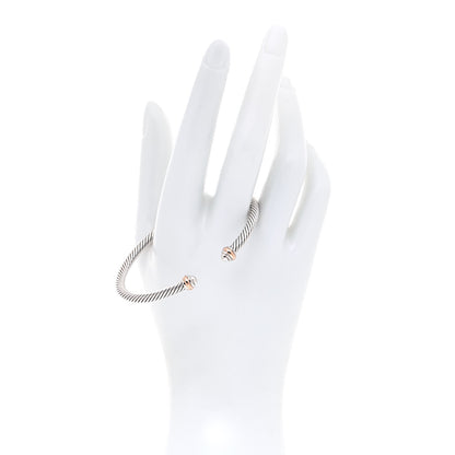 David Yurman Sterling Silver 18K Rose Gold 4mm Cable Classics Bracelet 2 of 5
