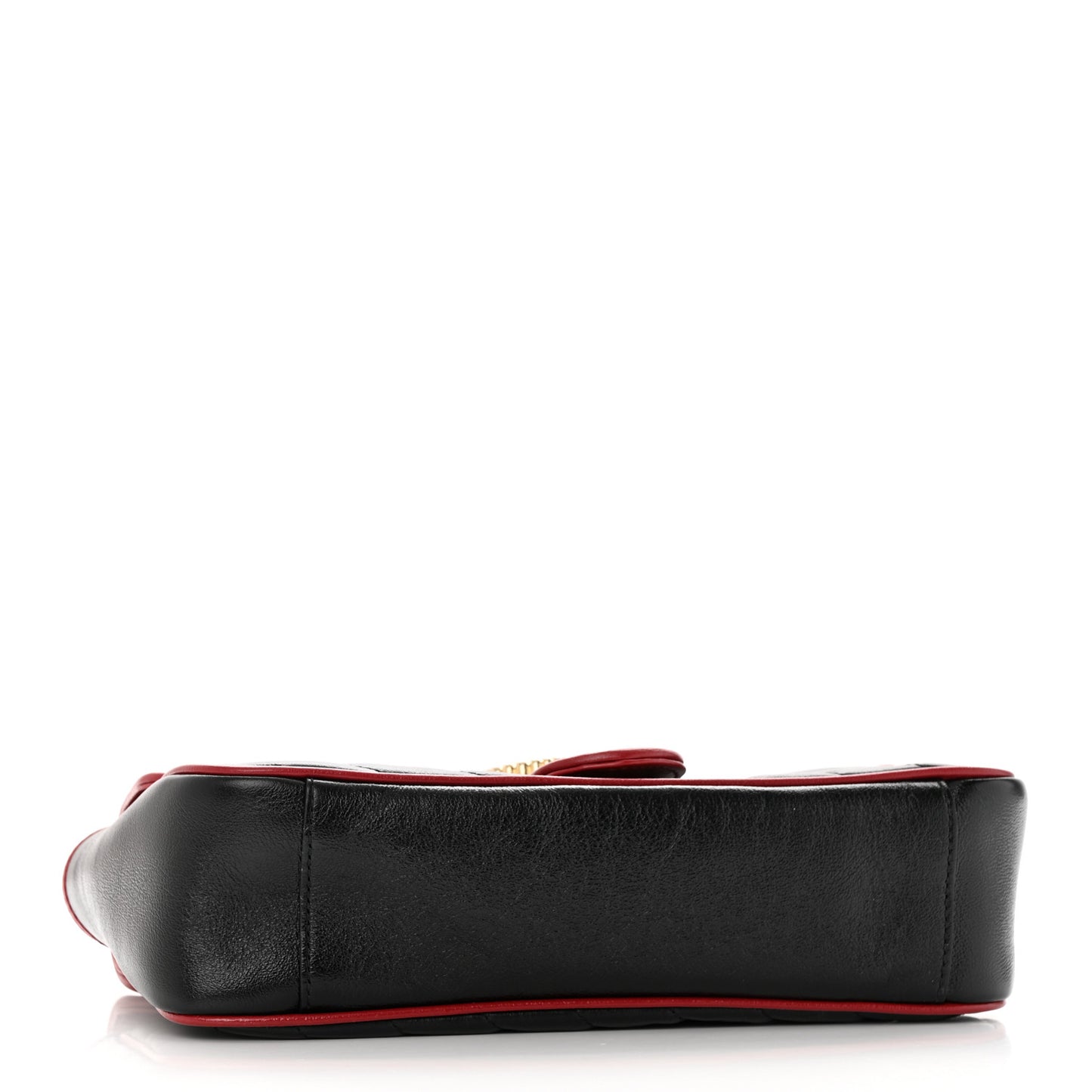 Vintage Effect Calfskin Matelasse Diagonal Small Torchon GG Marmont Shoulder Bag Black Romantic Cherry