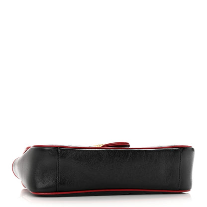 Gucci Vintage Effect Calfskin Matelasse Diagonal Small Torchon GG Marmont Shoulder Bag Black Romantic Cherry 4 of 13