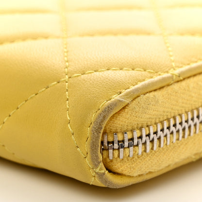 Chanel Lambskin Quilted Large Gusset Zip Around Wallet Yellow 10 of 13