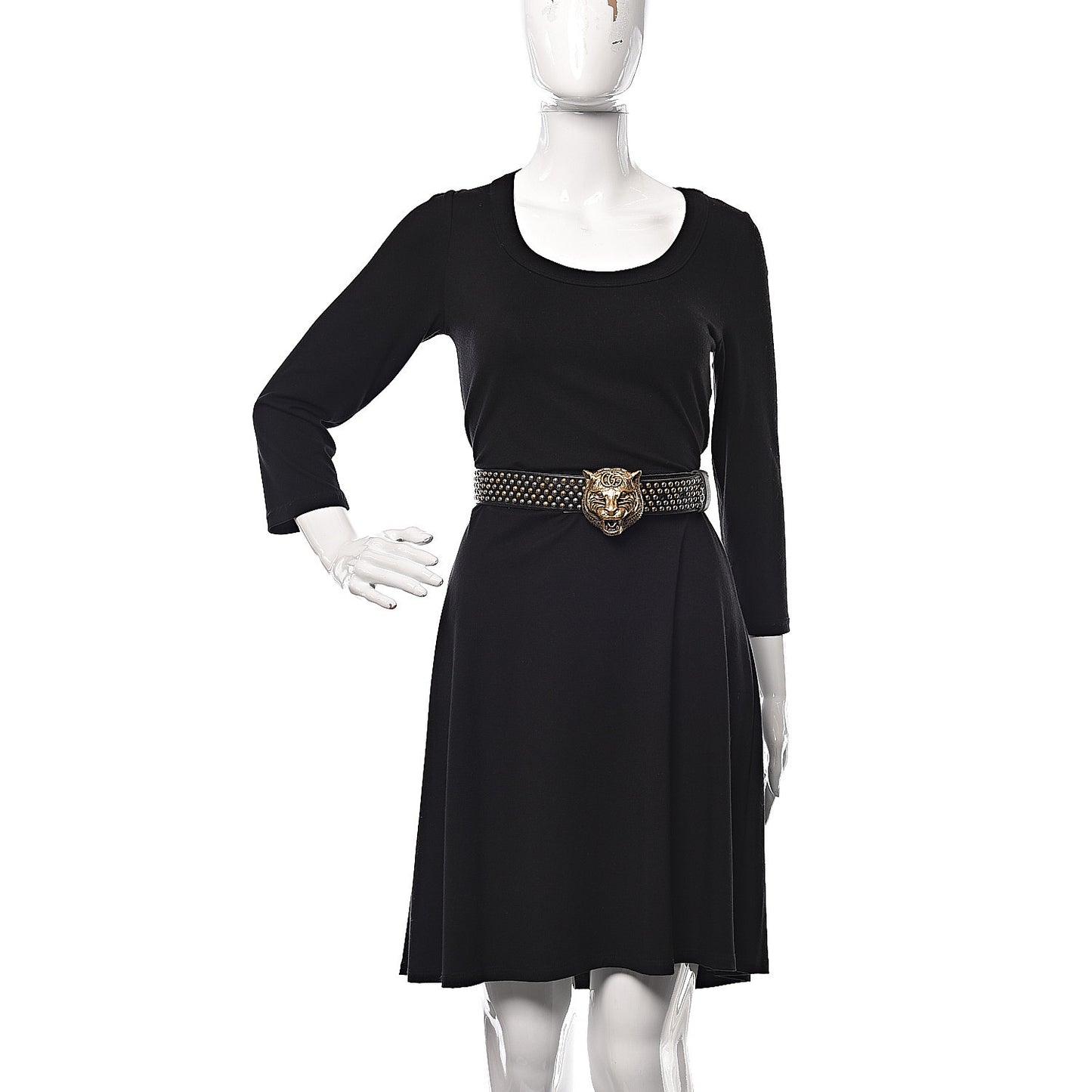 Calfskin Studded Feline Belt 105 42 Black