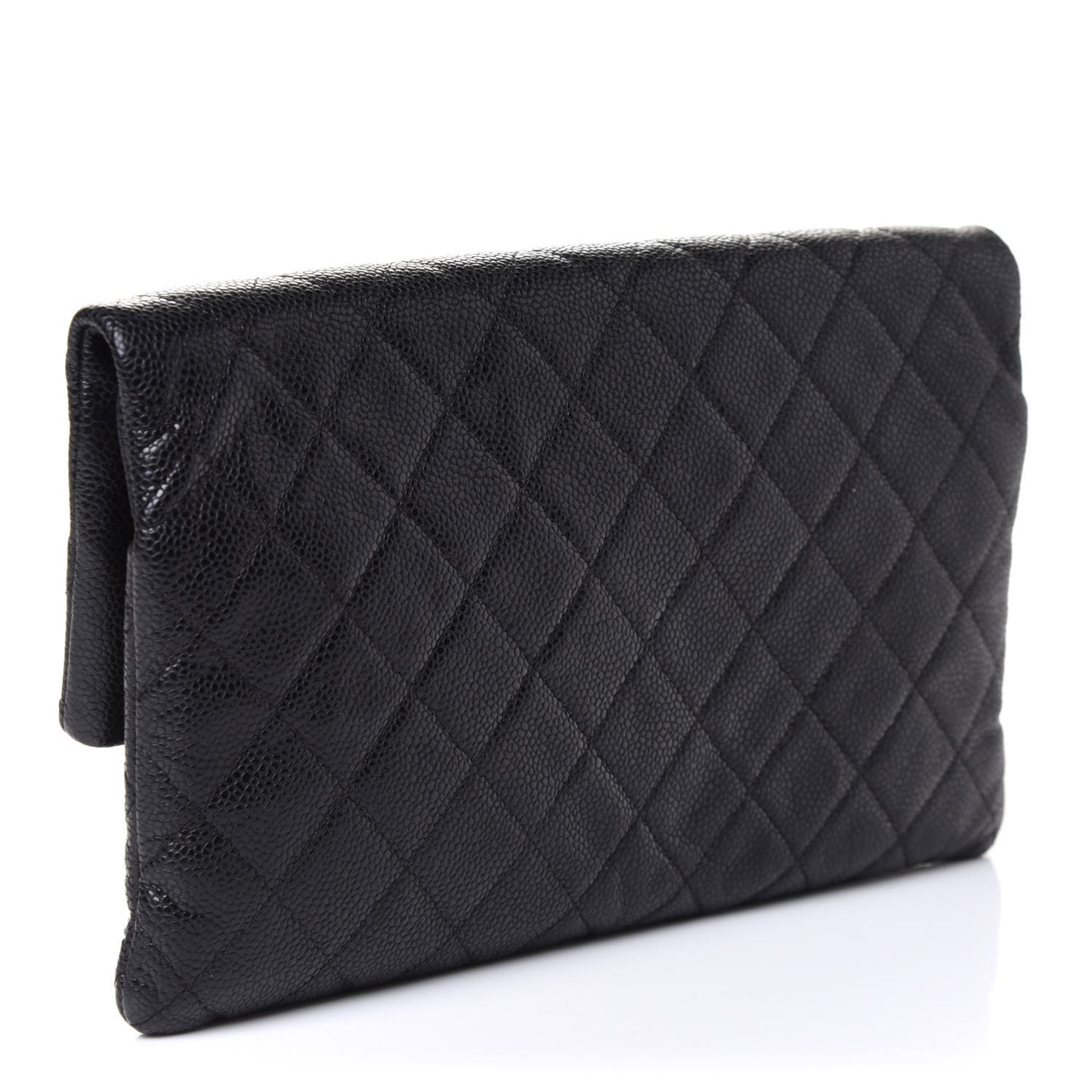 Caviar Quilted CC Beauty Clutch Black