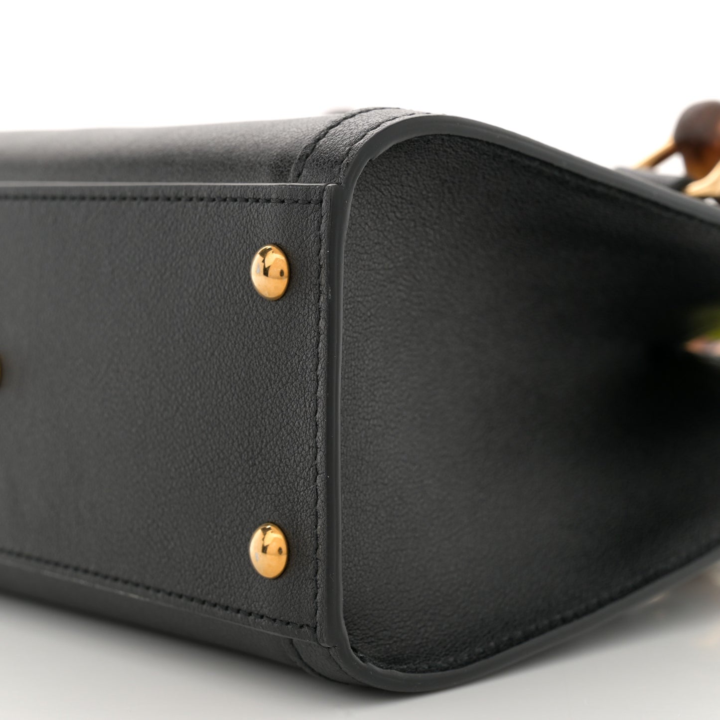 Wonka Grain Calfskin Mini Diana Tote Bag Black Yellow Fluo