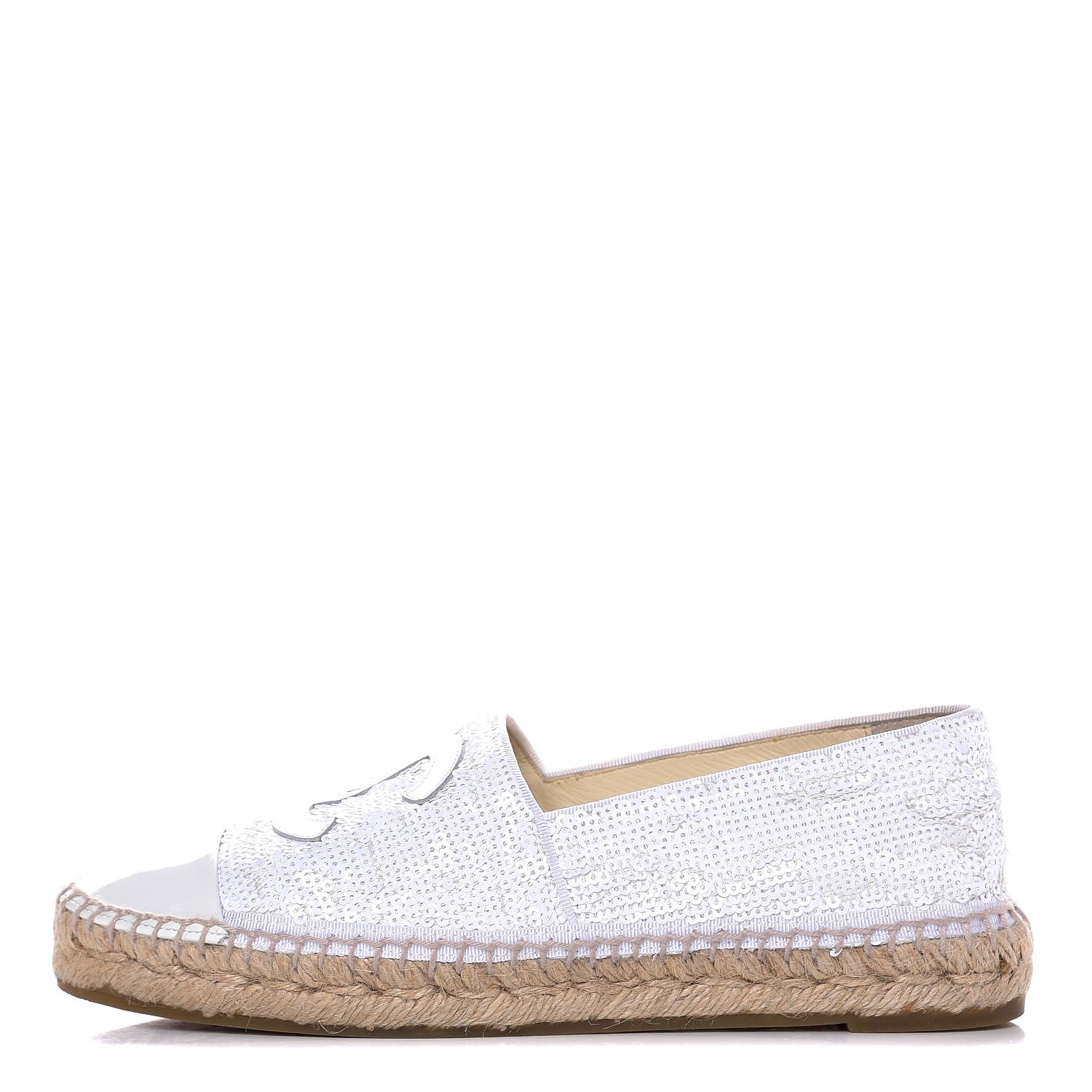 Chanel Patent Sequin CC Espadrilles 38 White 1 of 10