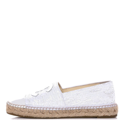 Chanel Patent Sequin CC Espadrilles 38 White 1 of 10
