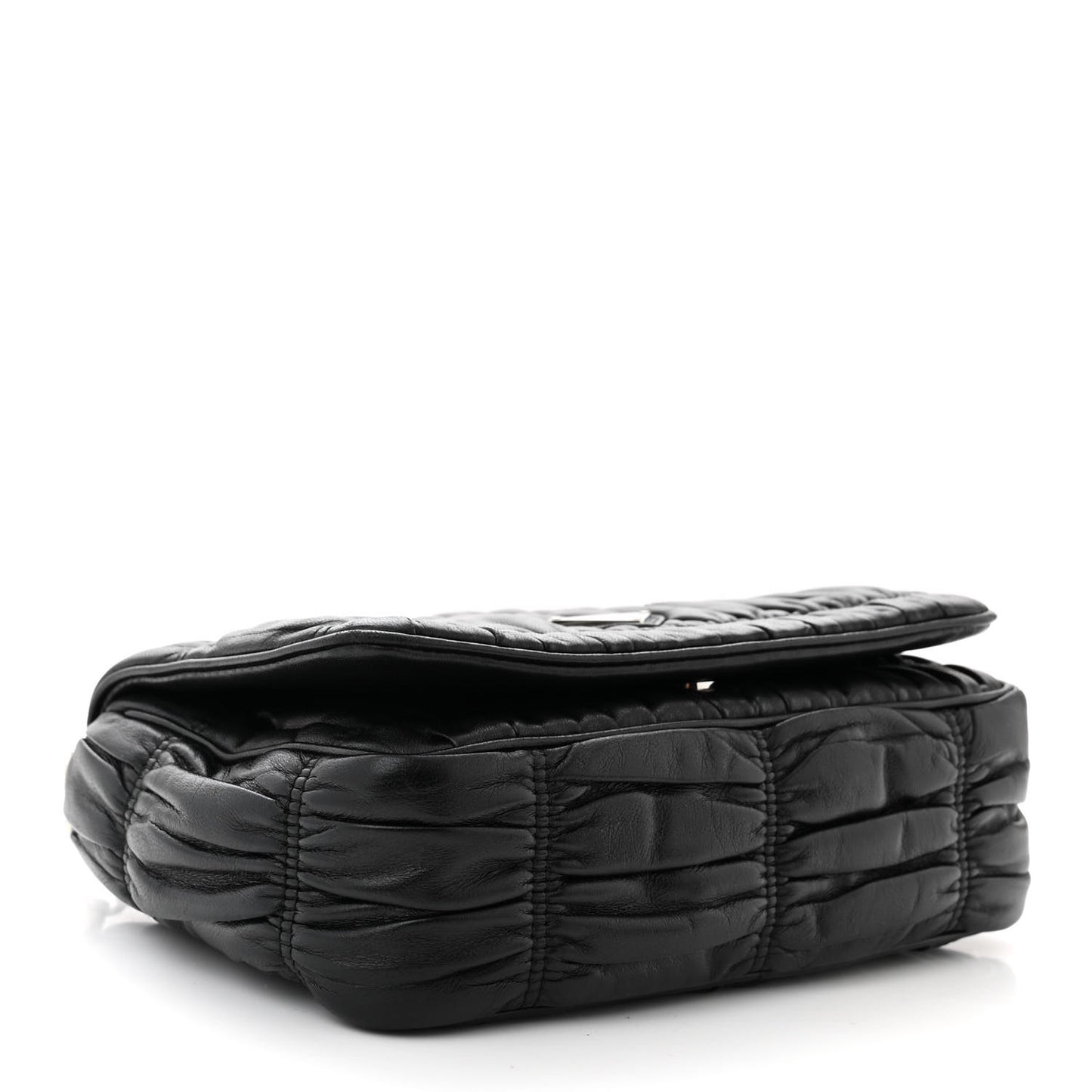 Nappa Gaufre Flap Shoulder Bag Black