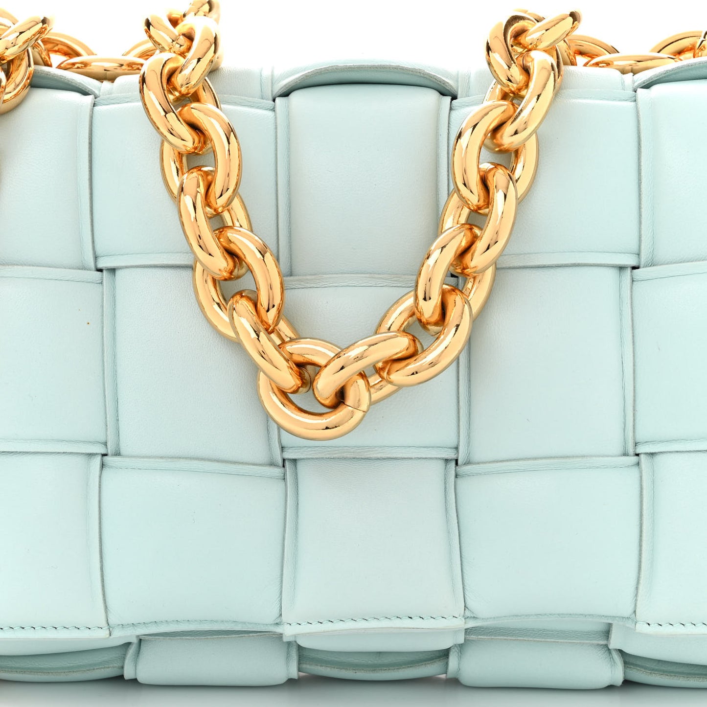 Lambskin Maxi Intreccio Padded Chain Cassette Crossbody Bag Spearmint