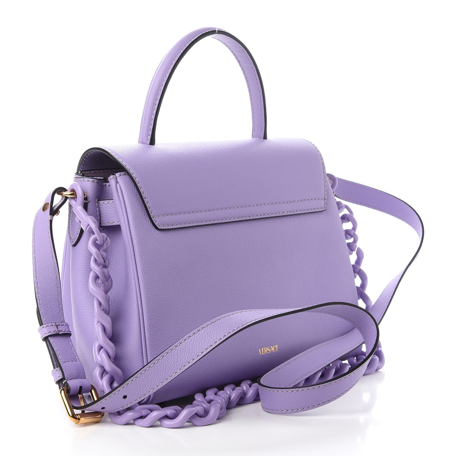 Versace Calfskin Medusa Small Top Handle Handbag Lilac 2 of 7