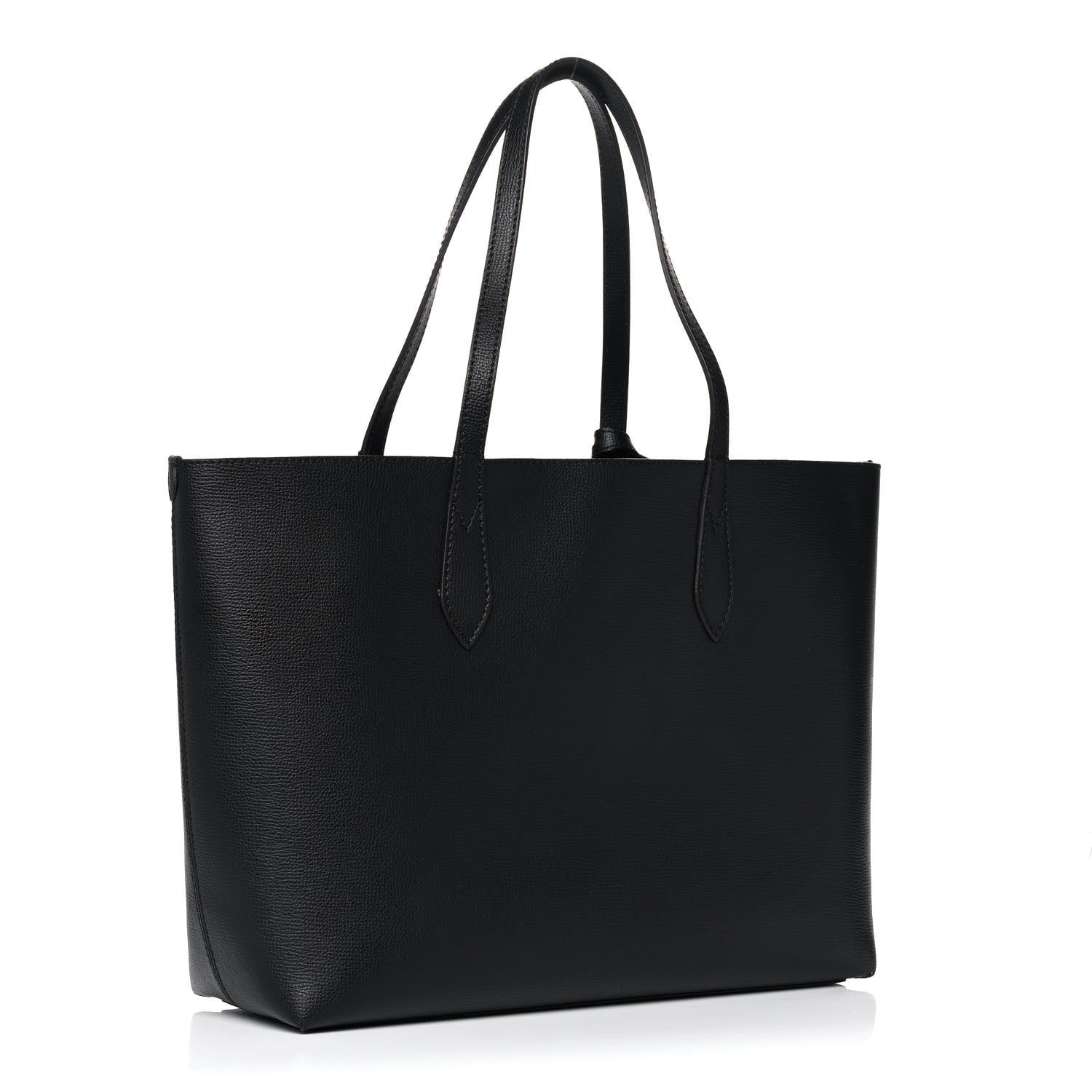 Burberry Grainy Calfskin Haymarket Check Medium Reversible Tote Black 4 of 22