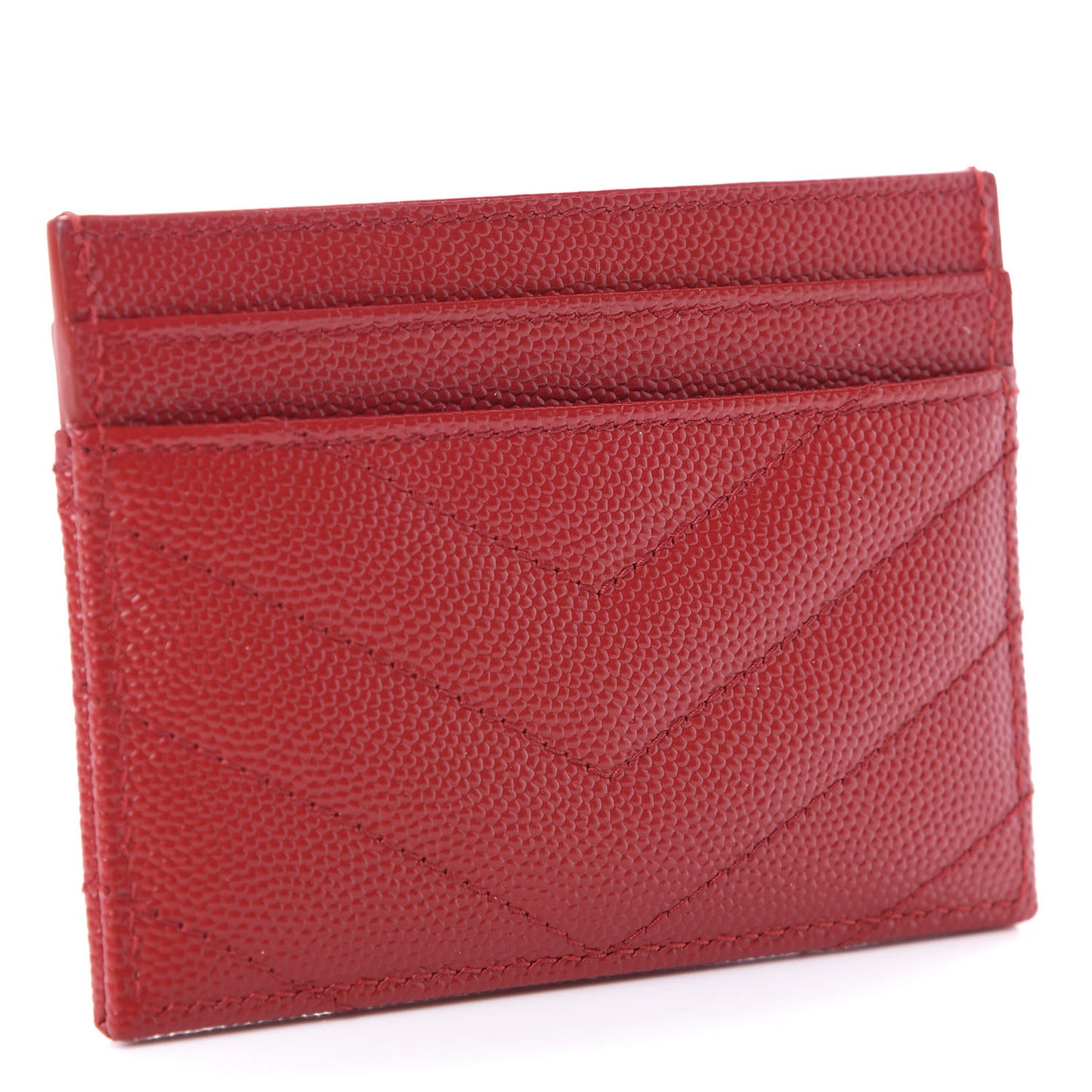 Grain De Poudre Matelasse Chevron Monogram Credit Card Case Rouge Eros