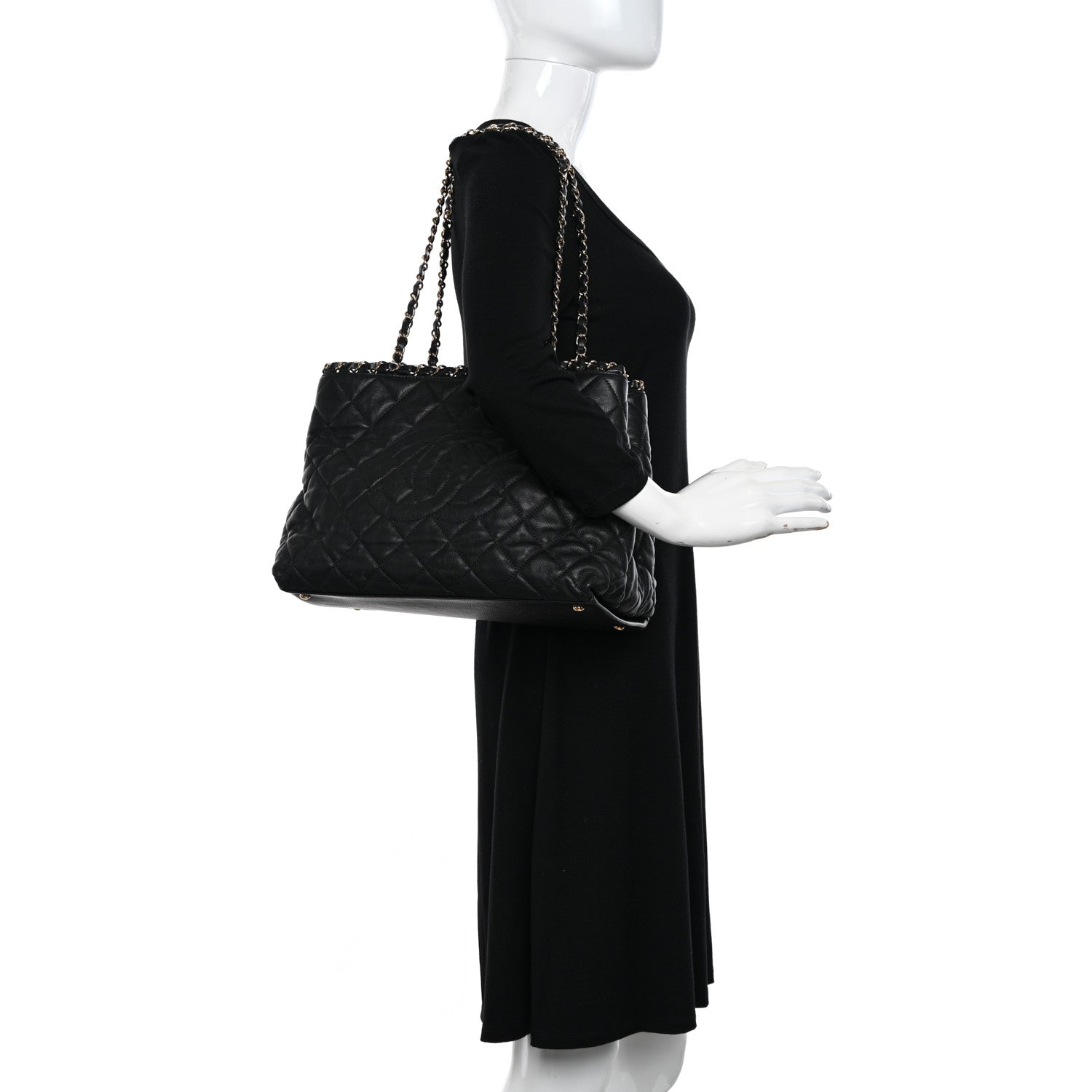 Chanel Calfskin Quilted Small Chain Me Tote Black 2 of 12
