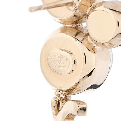Chanel Pearl Crystal CC Drop Earrings Gold 4 of 5