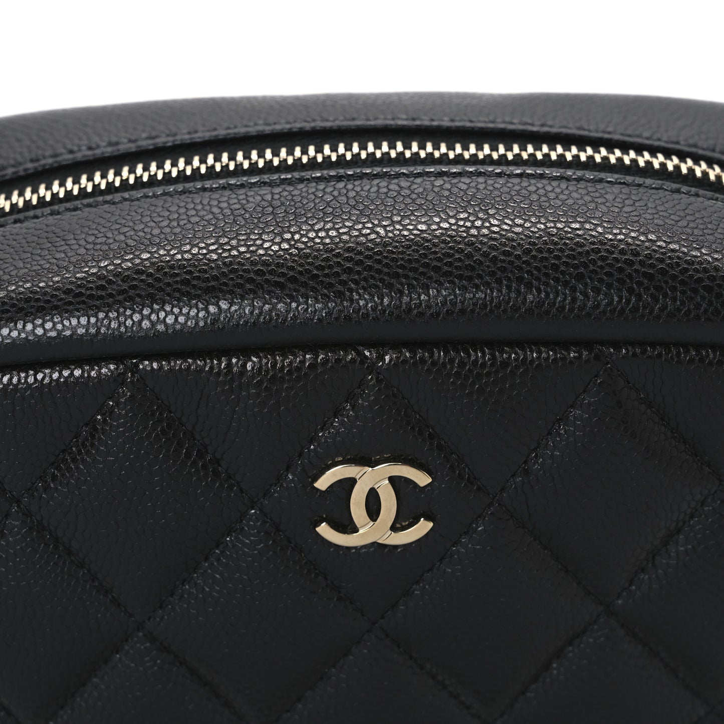 Caviar Quilted Medium Curvy Pouch Cosmetic Case Black