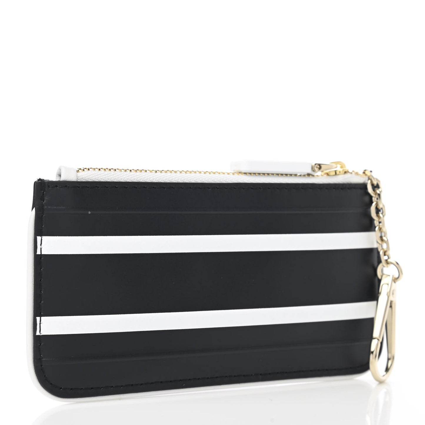 Calfskin Vibe Zip Key Wallet Blue White