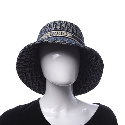 Christian Dior Velvet Oblique Large Brim Bucket Hat 58 Bleu Marine 2 of 7