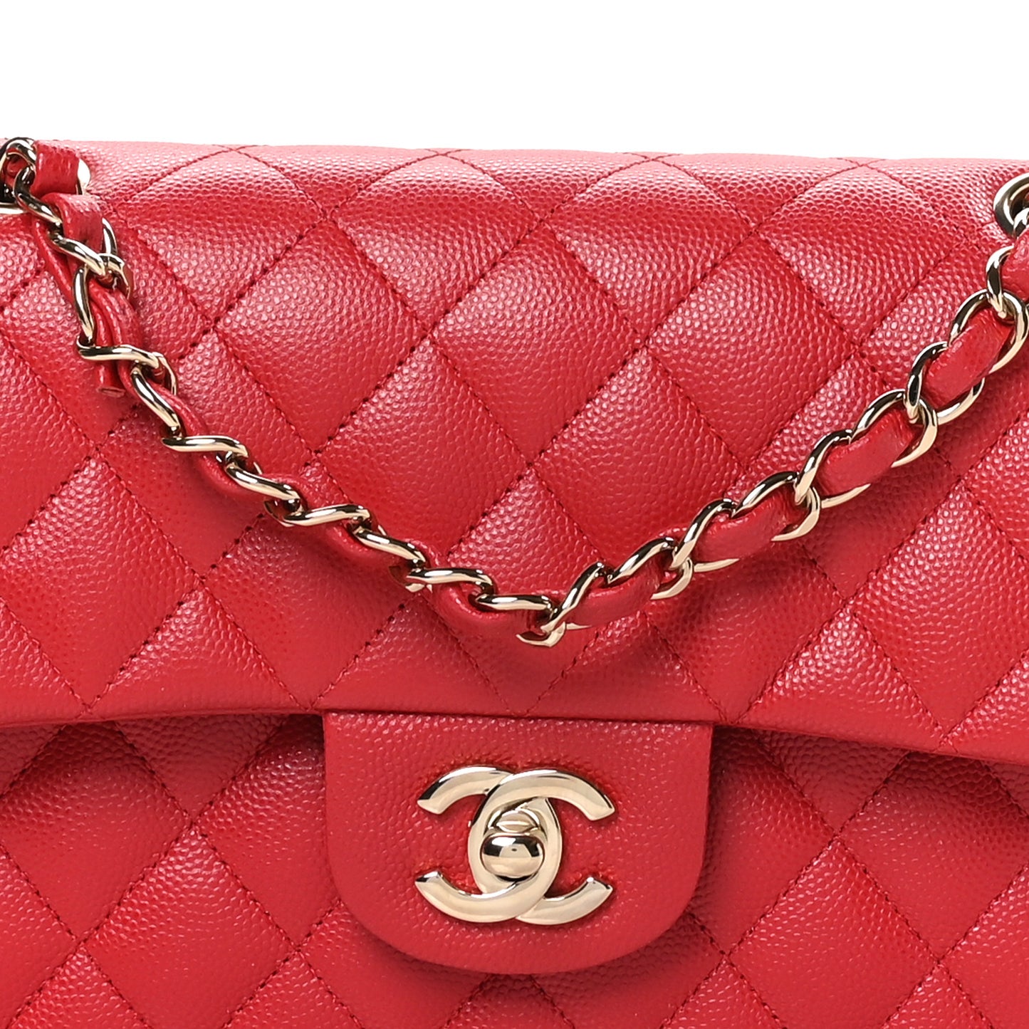 Caviar Quilted Small Double Flap Red
