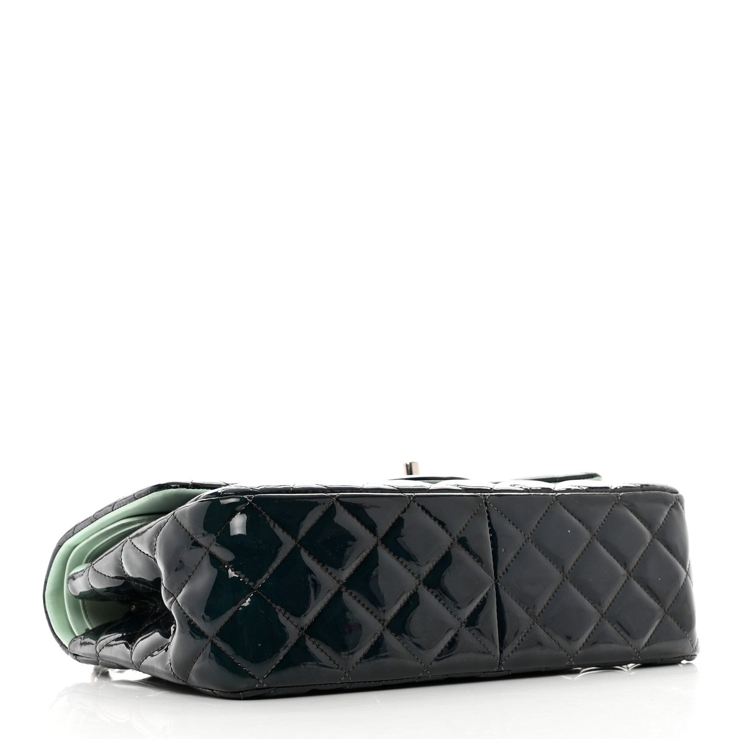Chanel Patent Quilted Jumbo Double Flap Dark Green 4 of 13