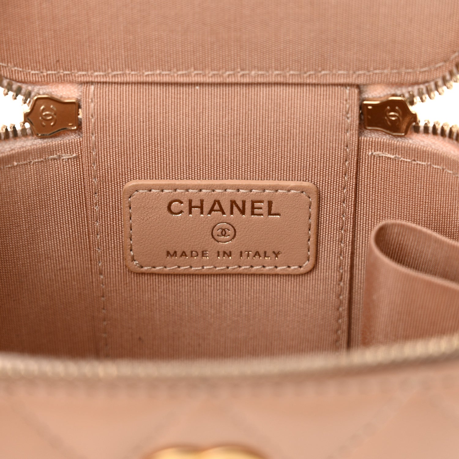 Chanel Lambskin Quilted Top Handle Mini Vanity Case With Chain Beige 6 of 12
