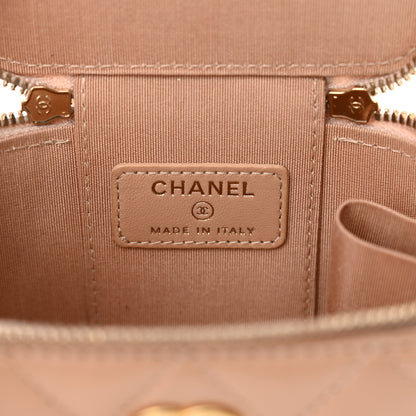 Chanel Lambskin Quilted Top Handle Mini Vanity Case With Chain Beige 6 of 12