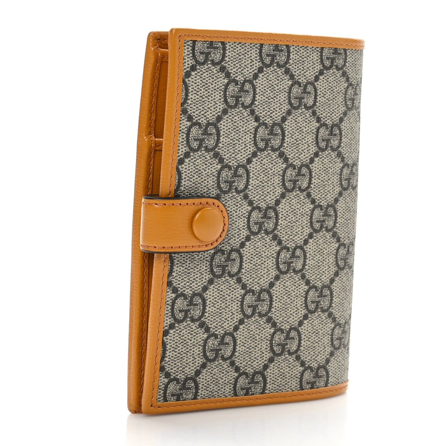 Gucci GG Supreme Monogram Textured Calfskin Retro Interlocking G Passport Case Beige Yellow 3 of 6