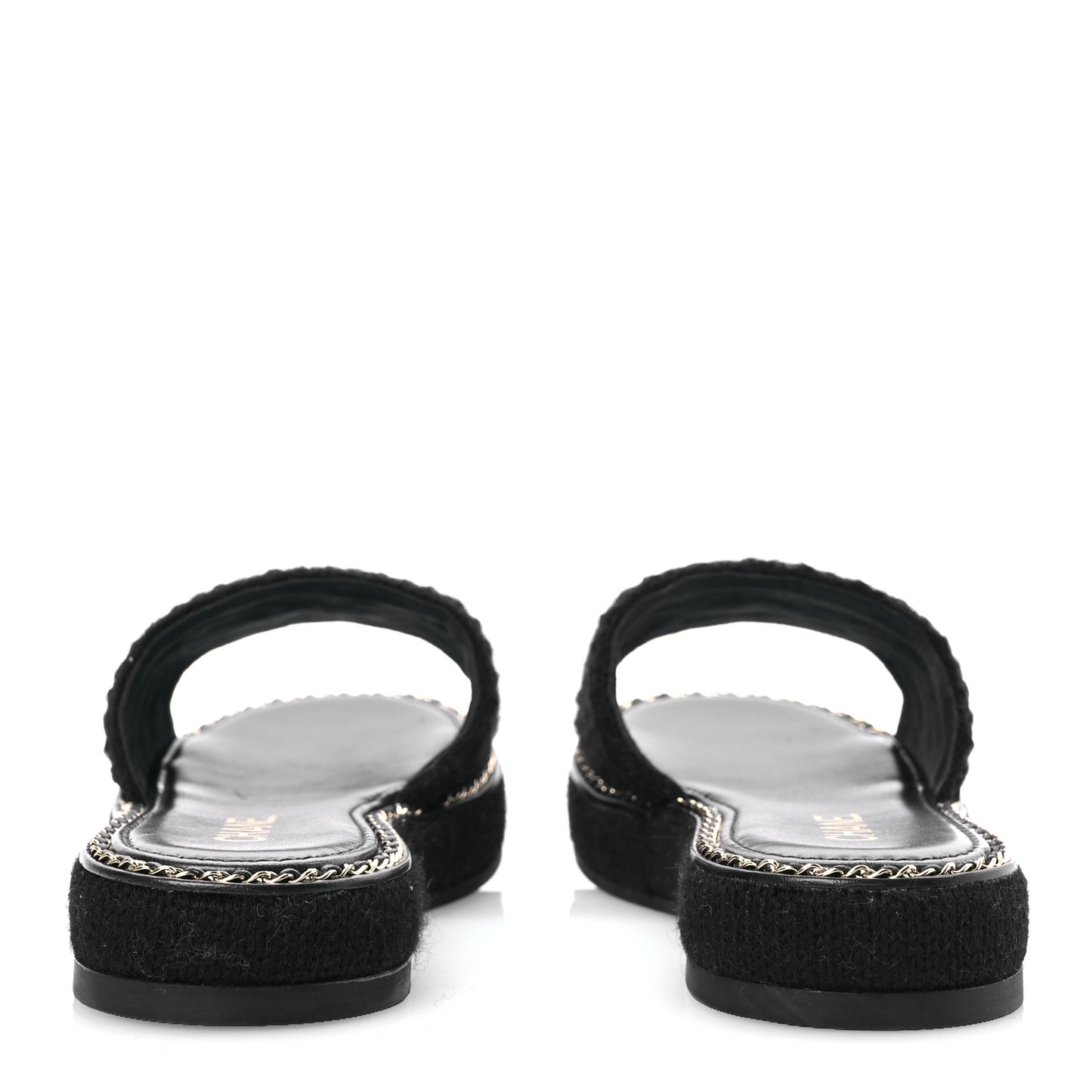 Wool Alpaca Chain CC Slide Sandals 40 Black