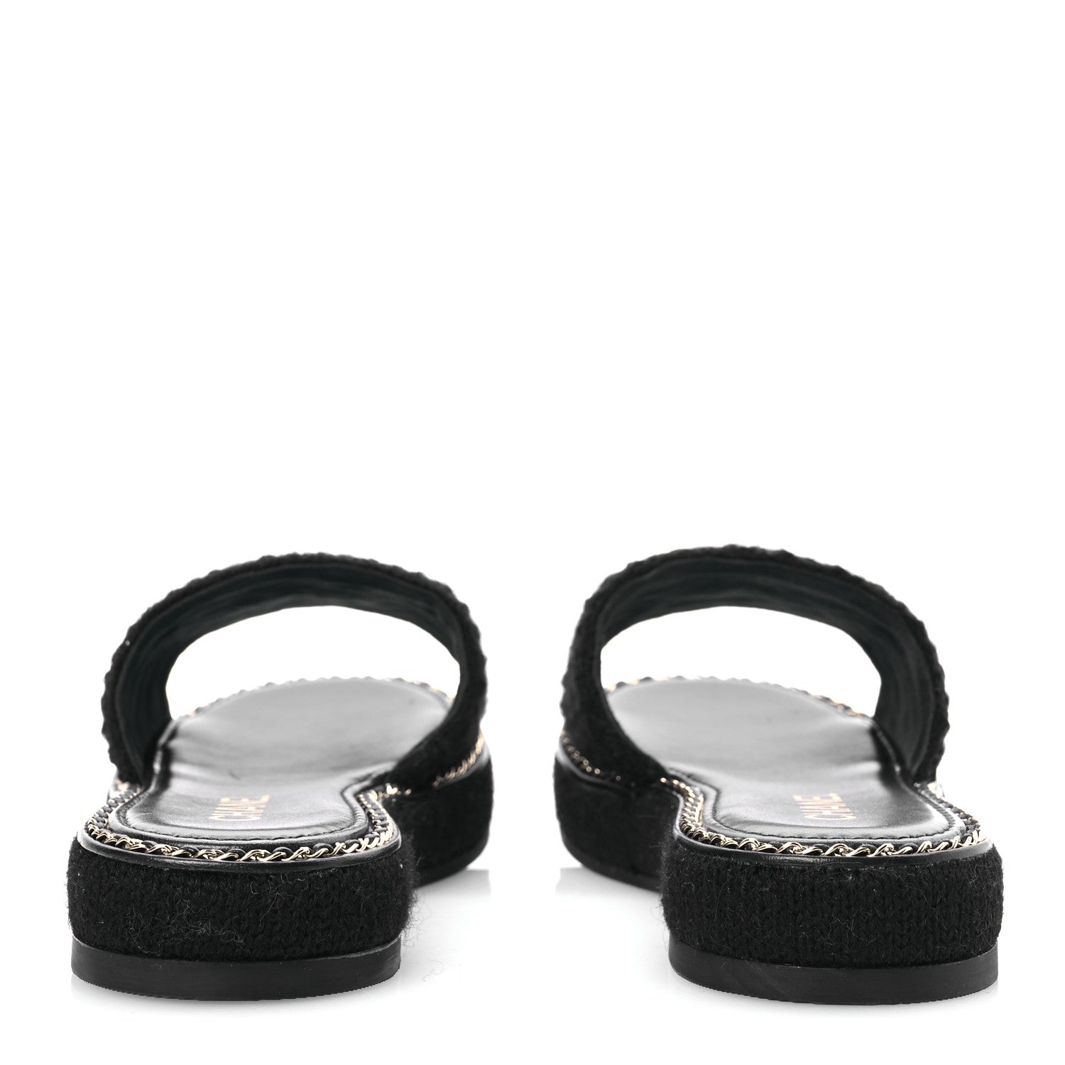 Chanel Wool Alpaca Chain CC Slide Sandals 40 Black 6 of 11