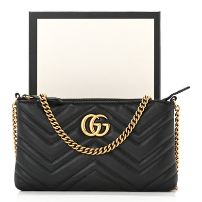 Gucci Calfskin Matelasse Mini GG Marmont Chain Bag Black 11 of 11