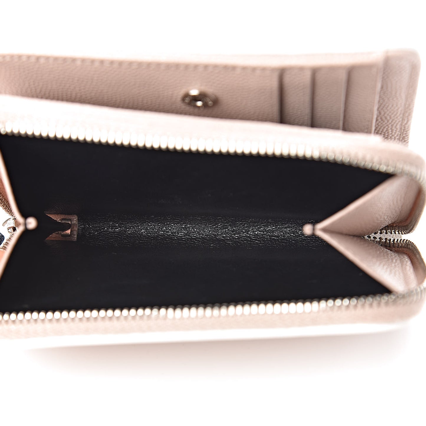 Grain De Poudre Matelasse Monogram Compact Zip Around Wallet Pale Pink
