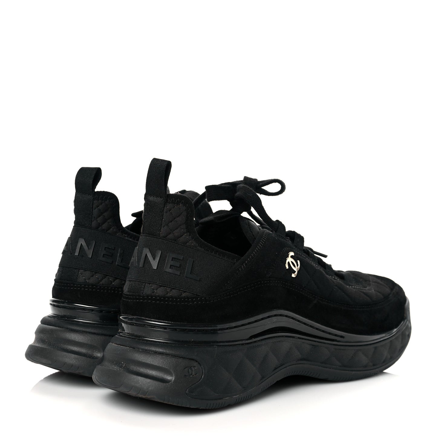 Suede Calfskin Mixed Fibers CC Sneakers 40 Black