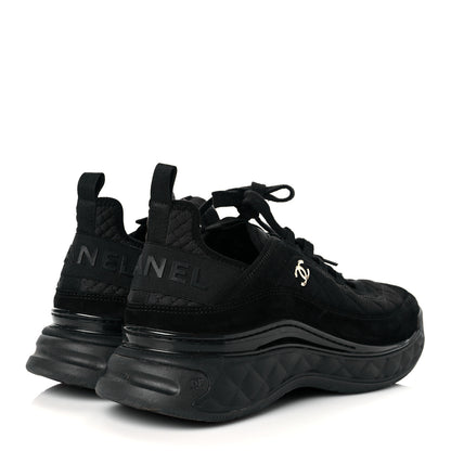 Chanel Suede Calfskin Mixed Fibers CC Sneakers 40 Black 4 of 10
