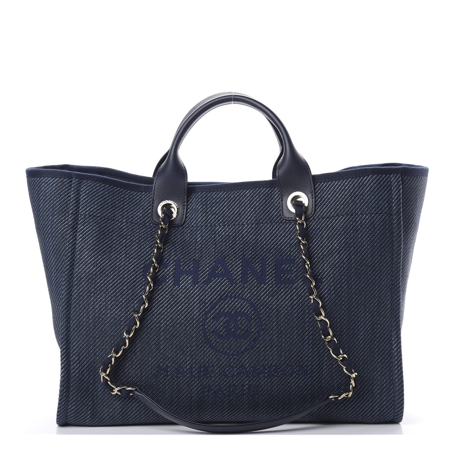 Chanel Denim Medium Deauville Tote Dark Blue 1 of 12