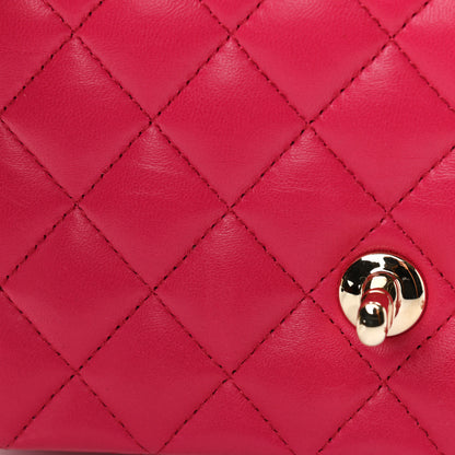 Chanel Lambskin Quilted Mini Top Handle Rectangular Flap Dark Pink 13 of 13