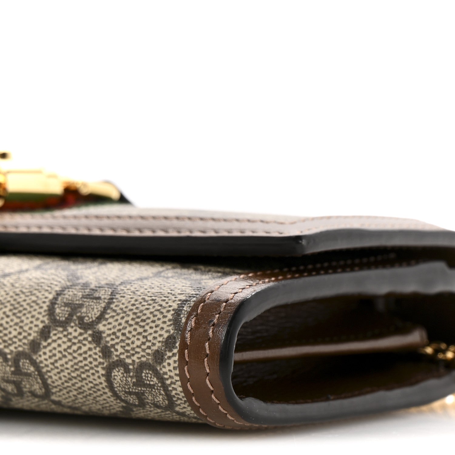 Gucci GG Supreme Monogram Azalea Calfskin Web Jackie 1961 Chain Wallet Beige Ebony Brown Sugar 10 of 10
