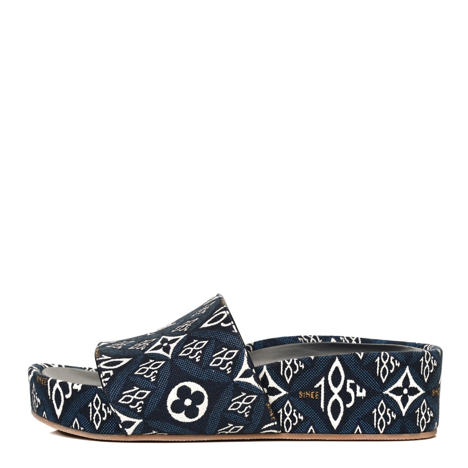 Louis Vuitton Canvas Since 1854 Jumbo Flatform Mule Sandals 36 Blue 1 of 11