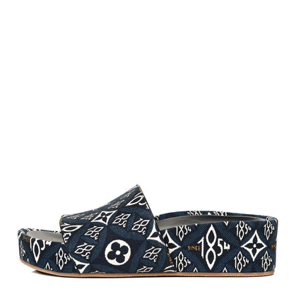 Louis Vuitton Canvas Since 1854 Jumbo Flatform Mule Sandals 36 Blue 1 of 11