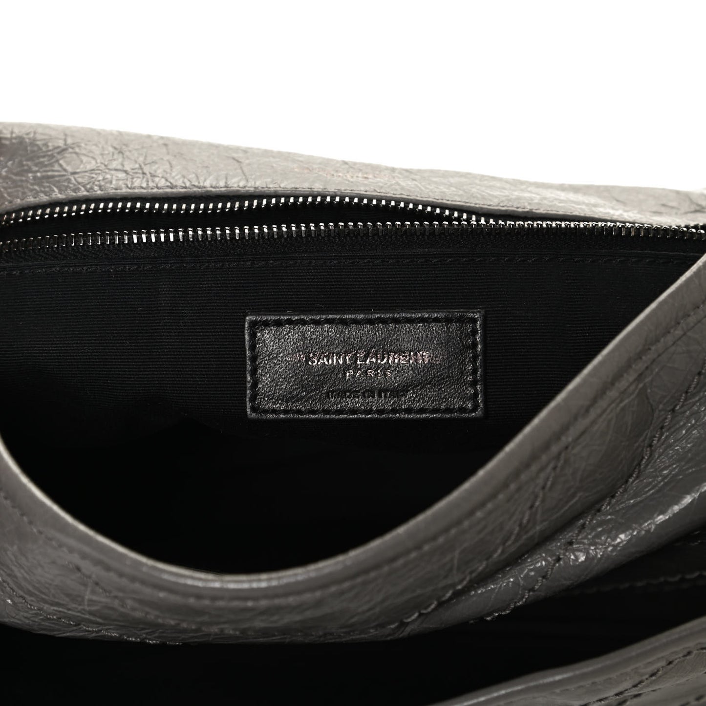 Crinkled Calfskin Matelasse Monogram Medium Niki Chain Satchel Fog