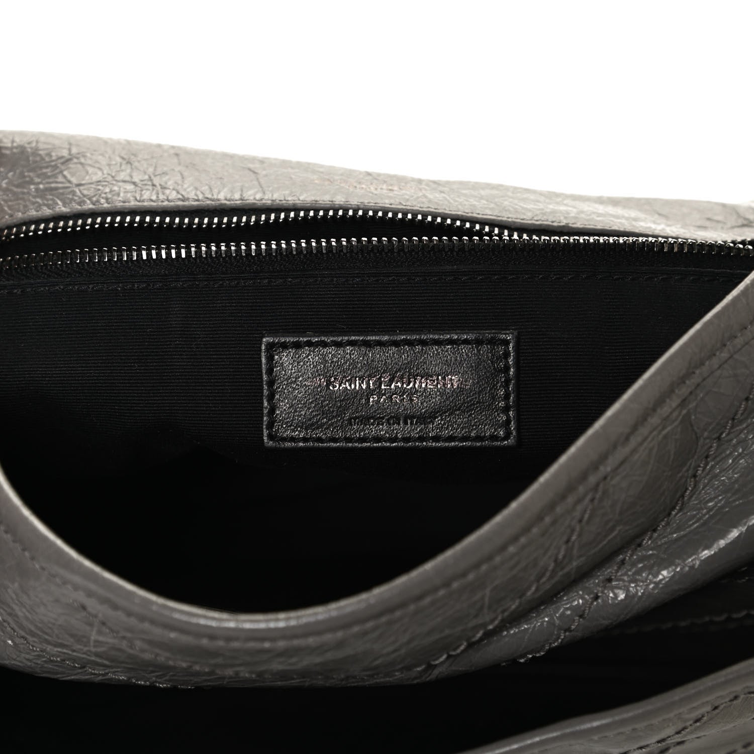 Saint Laurent Crinkled Calfskin Matelasse Monogram Medium Niki Chain Satchel Fog 5 of 10