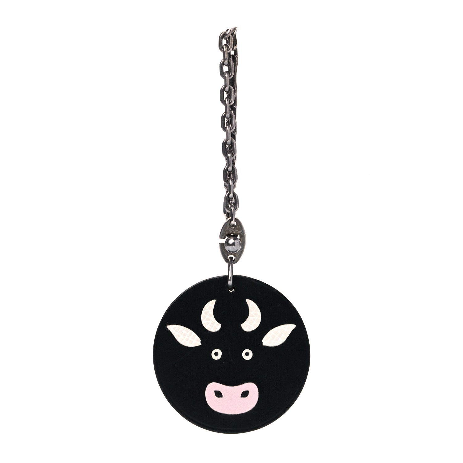 Hermes Box Bull Key Chain Bag Charm Black 1 of 4