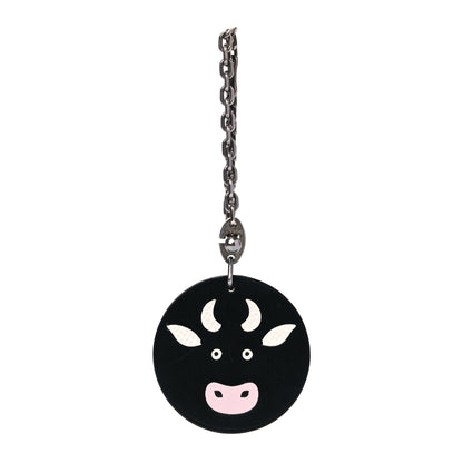 Hermes Box Bull Key Chain Bag Charm Black 1 of 4