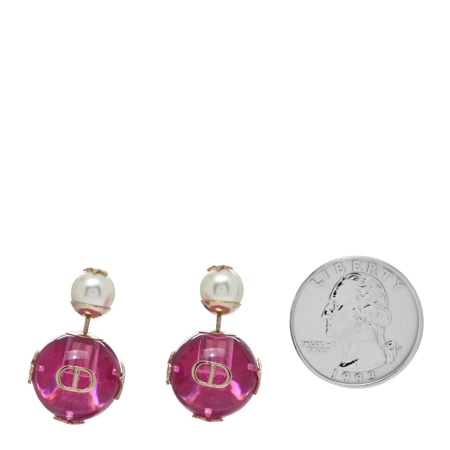 Christian Dior Resin Pearl Dior Tribales Earrings Gold White Transparent Rani Pink 2 of 4