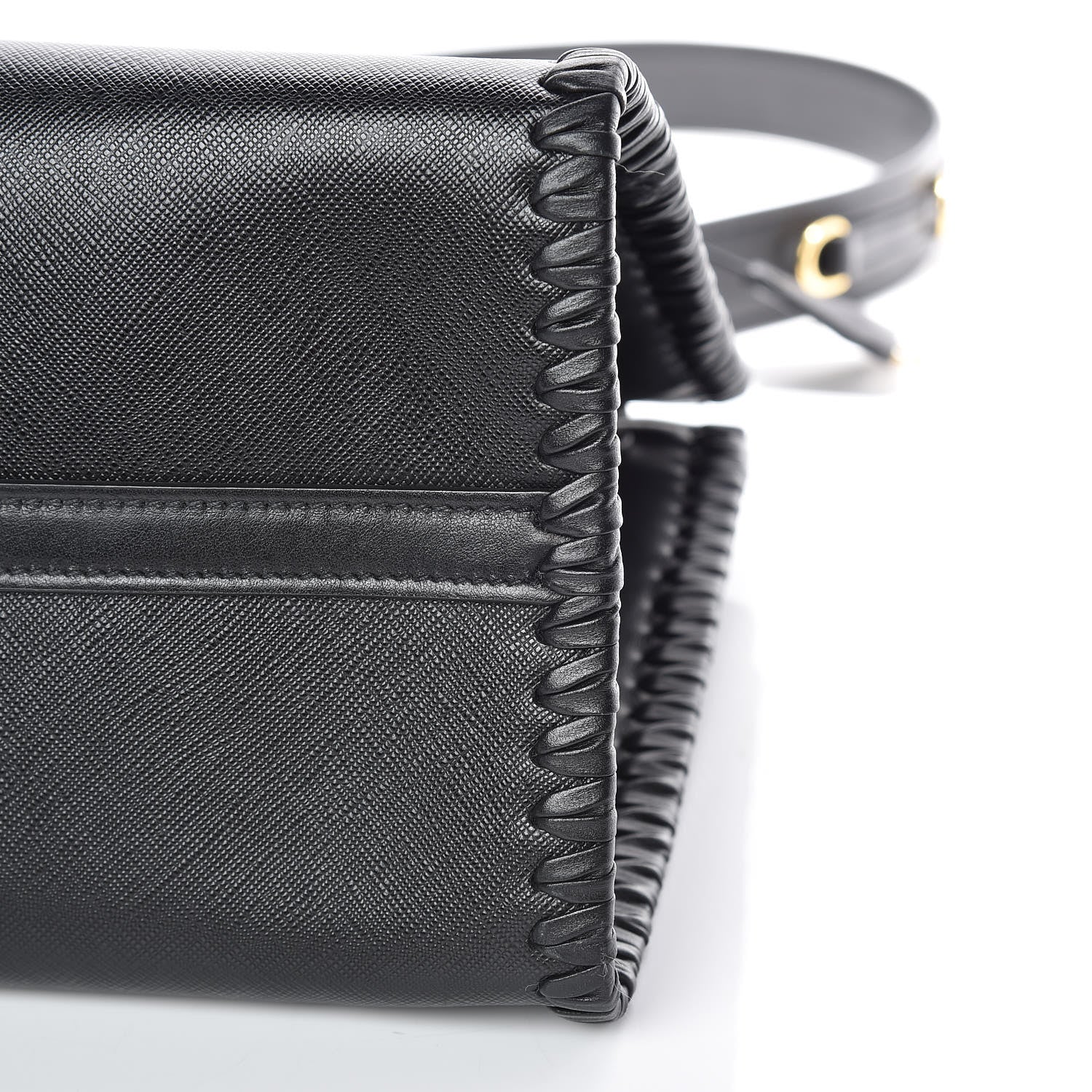 Prada Saffiano Whipstitch Medium Paradigme Bag Black 6 of 8