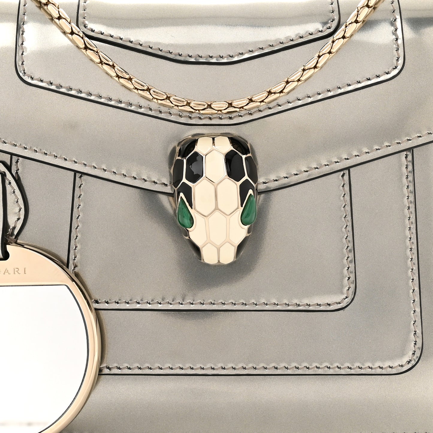 Metallic Calfskin Small Serpenti Forever Snake Strap Crossbody Bag Silver