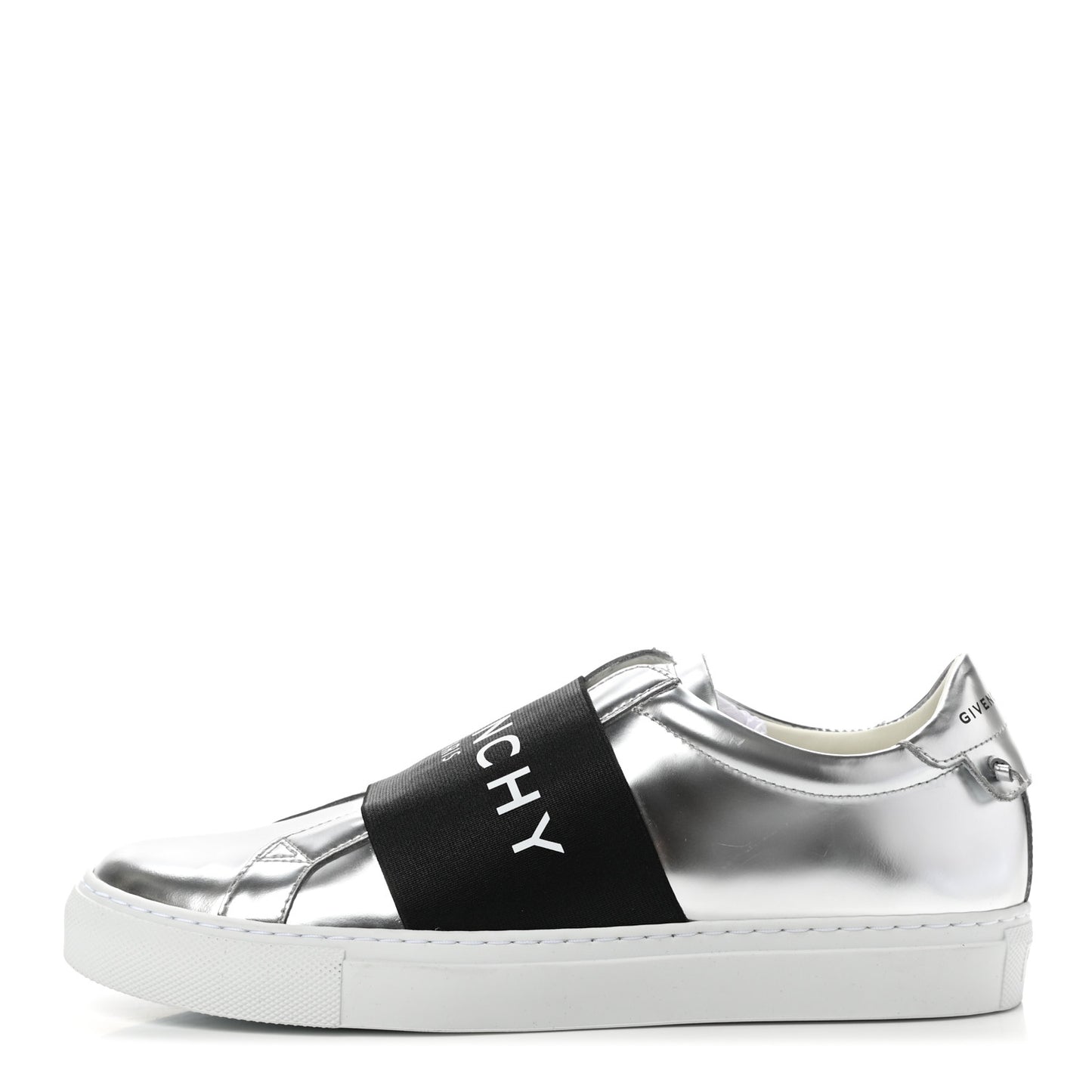 Calfskin Band Logo Womens Urban Street Sneakers 38.5 Silvery