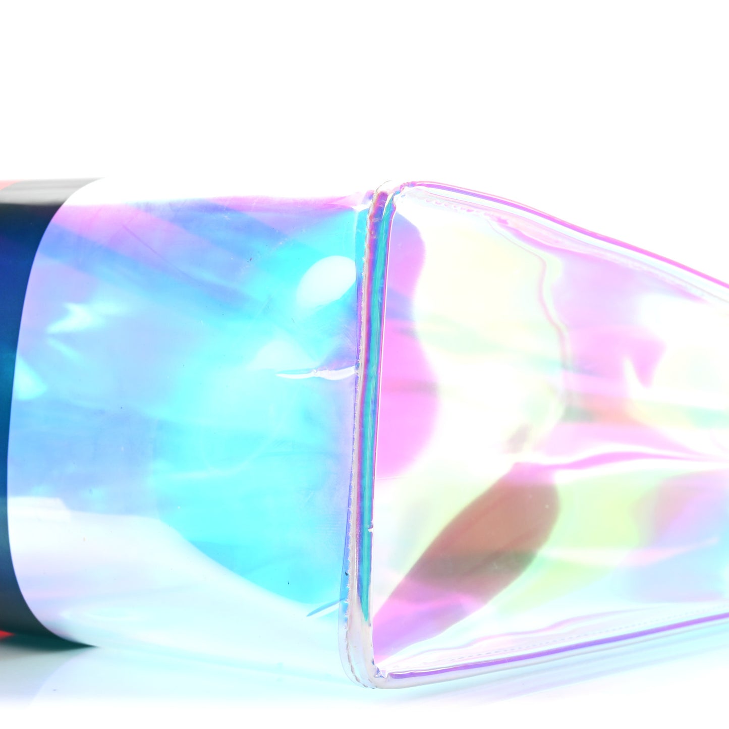 Iridescent Vinyl Logo Web Vertical Tote Multicolor