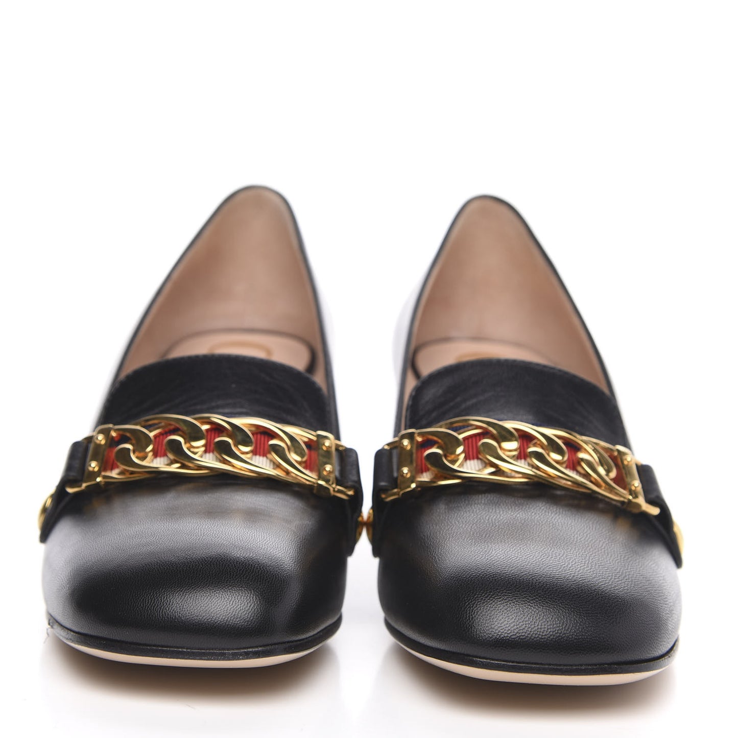 Malaga Kid Sylvie Web Chain Mid Heel Loafers 35 Black
