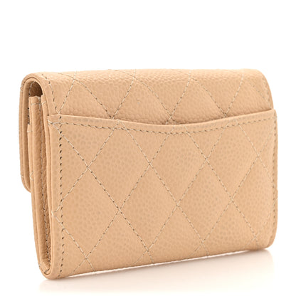 Chanel Caviar Quilted Flap Card Holder Wallet Beige 3 of 9
