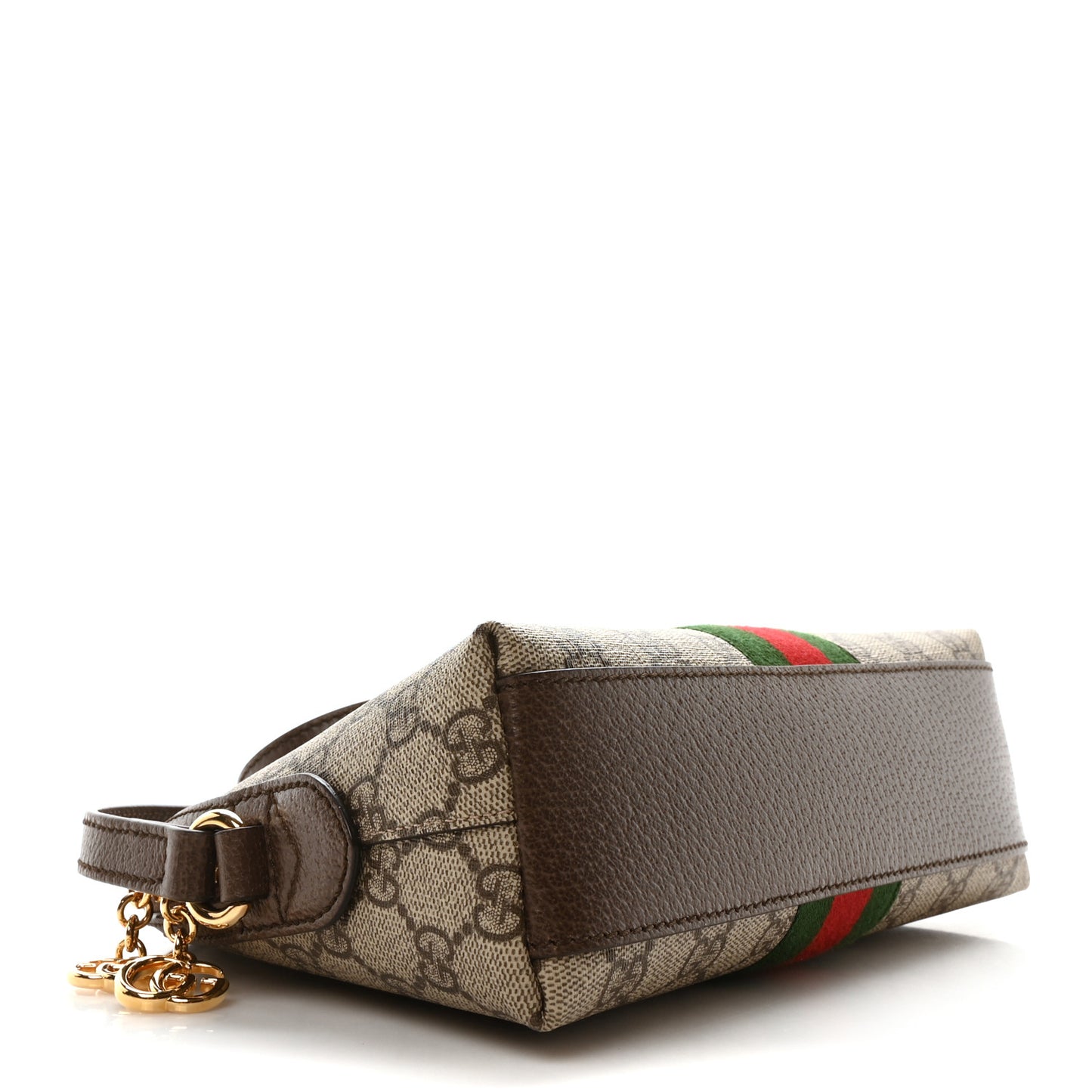GG Supreme Monogram Textured Dollar Calfskin Web Small Ophidia Dome Shoulder Bag Beige Ebony New Acero
