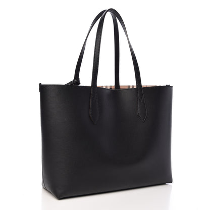 Burberry Grainy Calfskin Haymarket Check Medium Reversible Tote Black 4 of 16