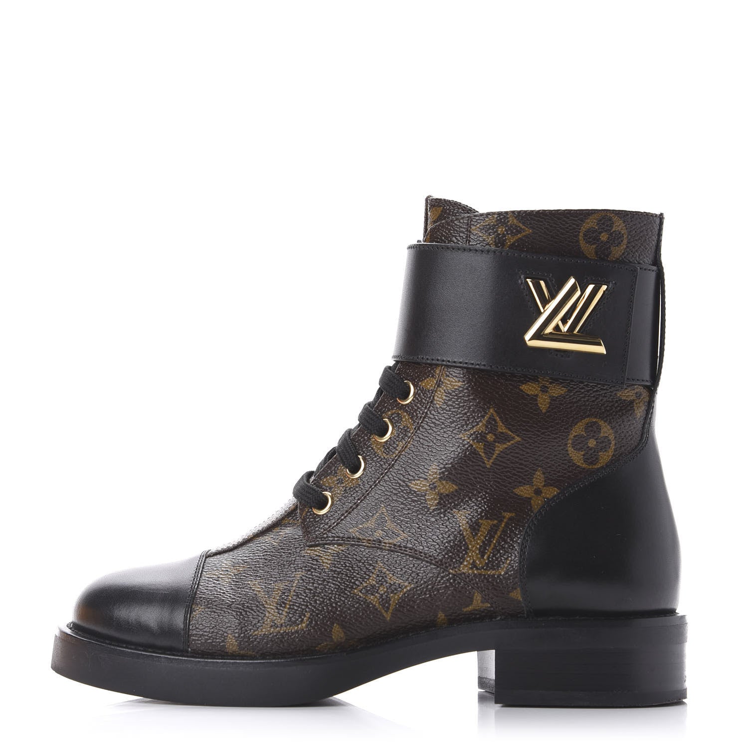 Louis Vuitton Monogram Calfskin Wonderland Flat Ranger Boots 36 Black 1 of 11