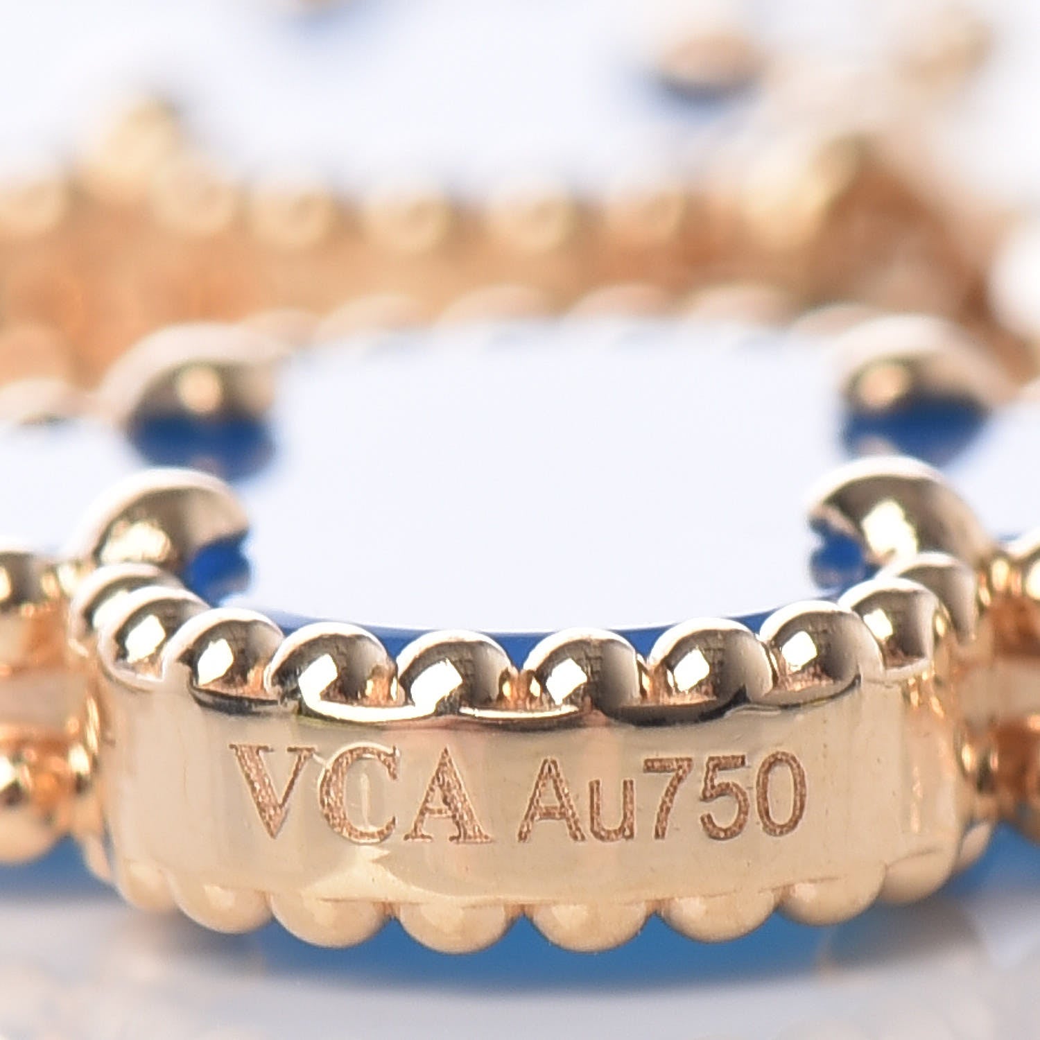 Van Cleef & Arpels 18K Yellow Gold Blue Agate 5 Motifs Vintage Alhambra Bracelet 5 of 6